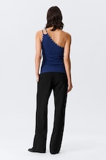 Bright Blue - Eyelet Detail Asymmetric Tank Top - 2