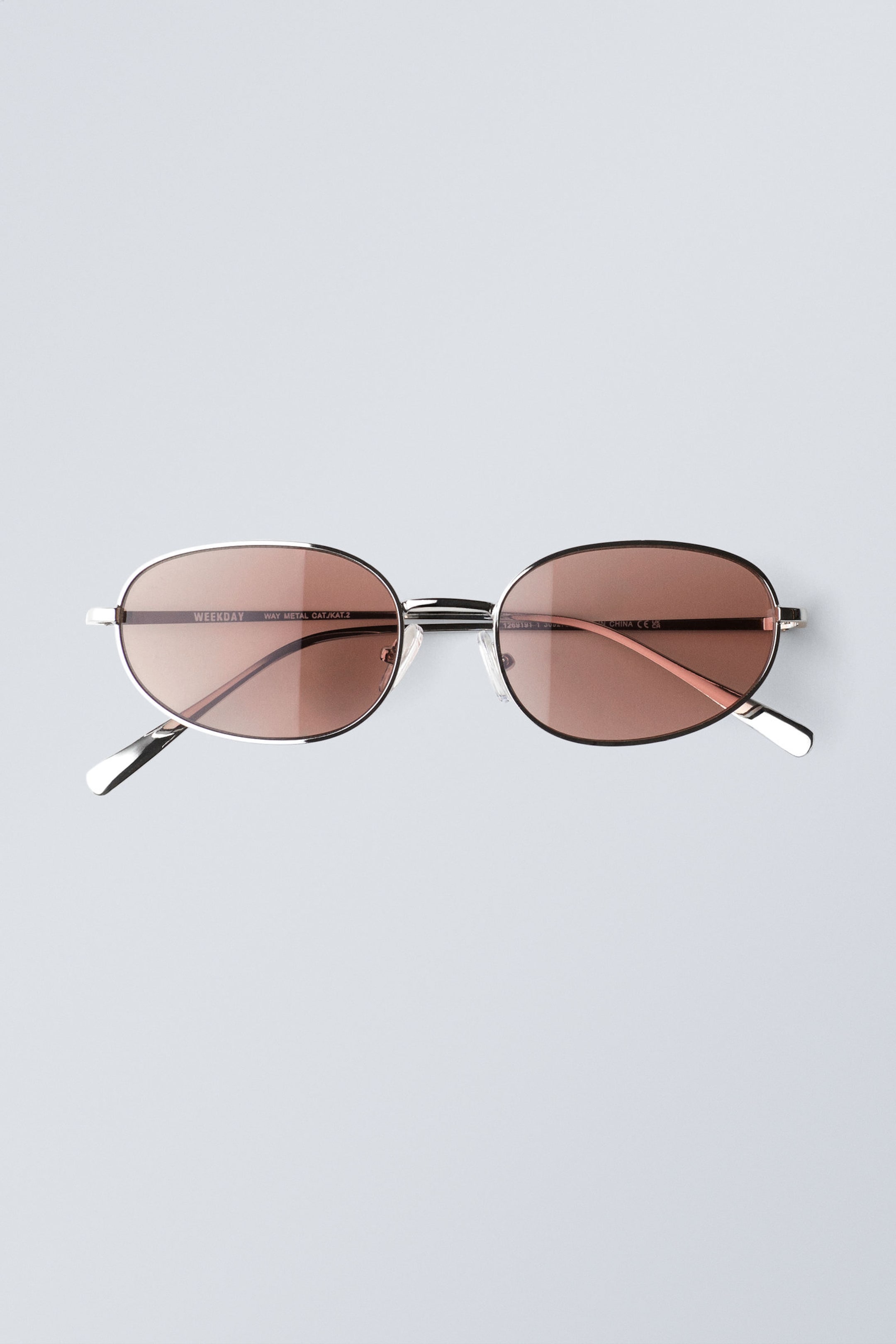 #ABAAAA - Minimal Oval Metal Frame Unisex Sunglasses - 1
