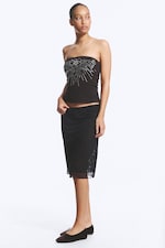 Black - Double Layered Mesh Skirt - 1