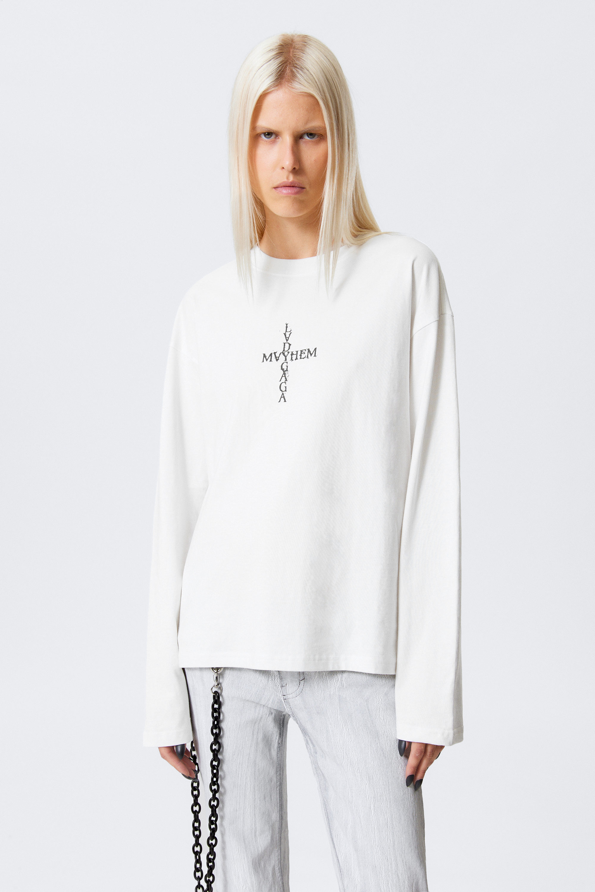lady gaga long-sleeved t-shirt - Off-white | Weekday EU
