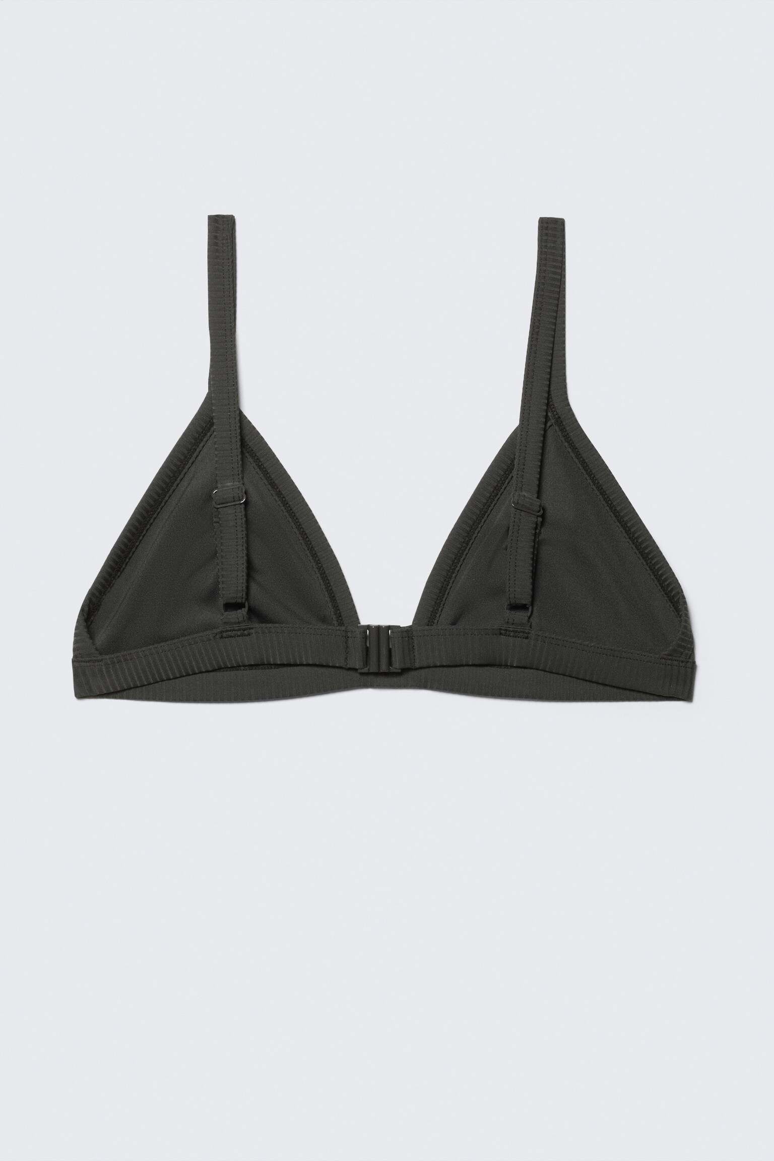 Geribbelde bikinitop met V-hals - Donkergrijs - 3