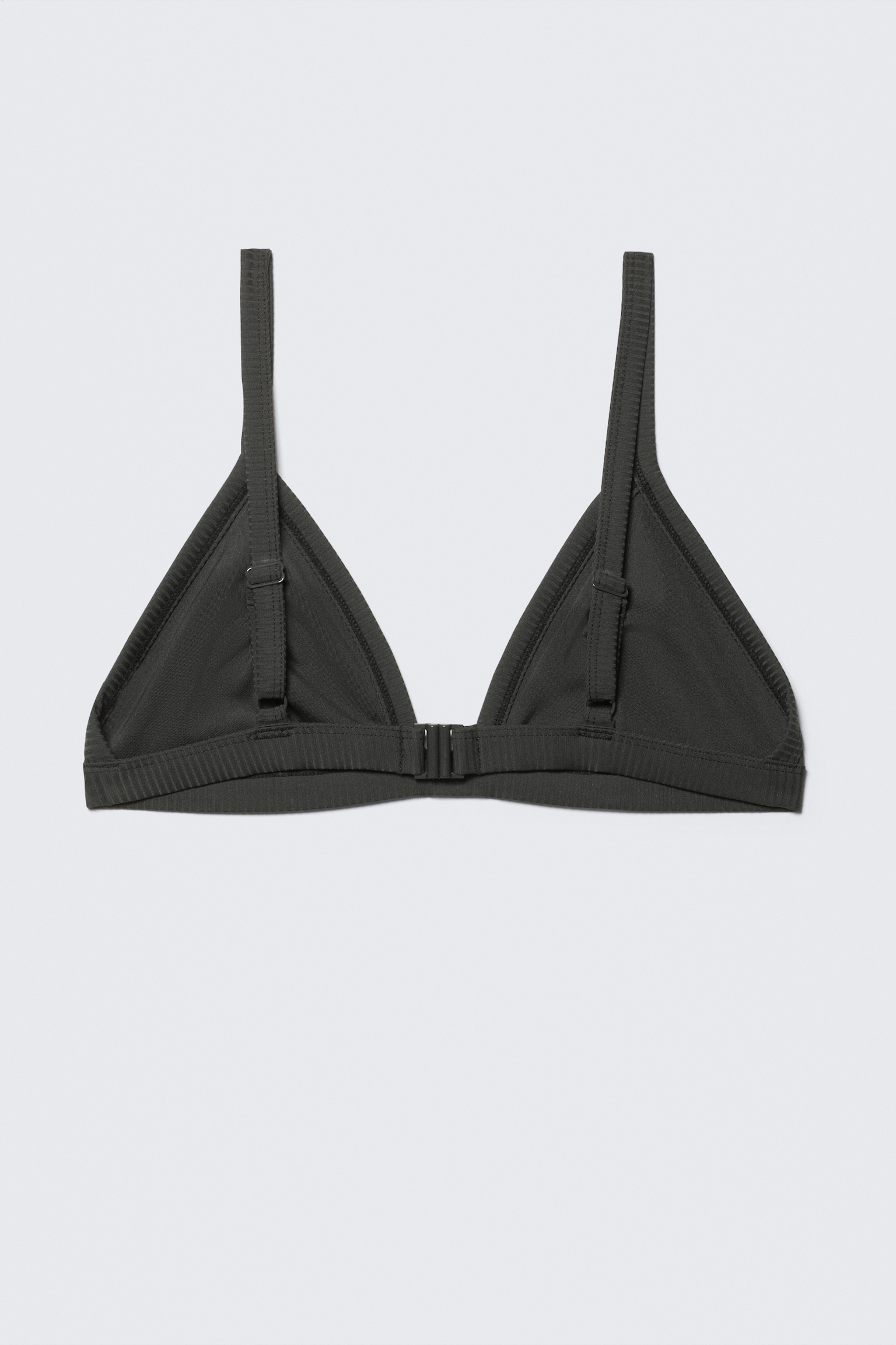 Top de bikini con escote en V de canalé - Gris oscuro - 6