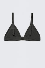 Dark Grey - Ribbed V-neck Bikini Top - 1