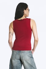 Rouge foncé - Haut à bretelles col V - 3