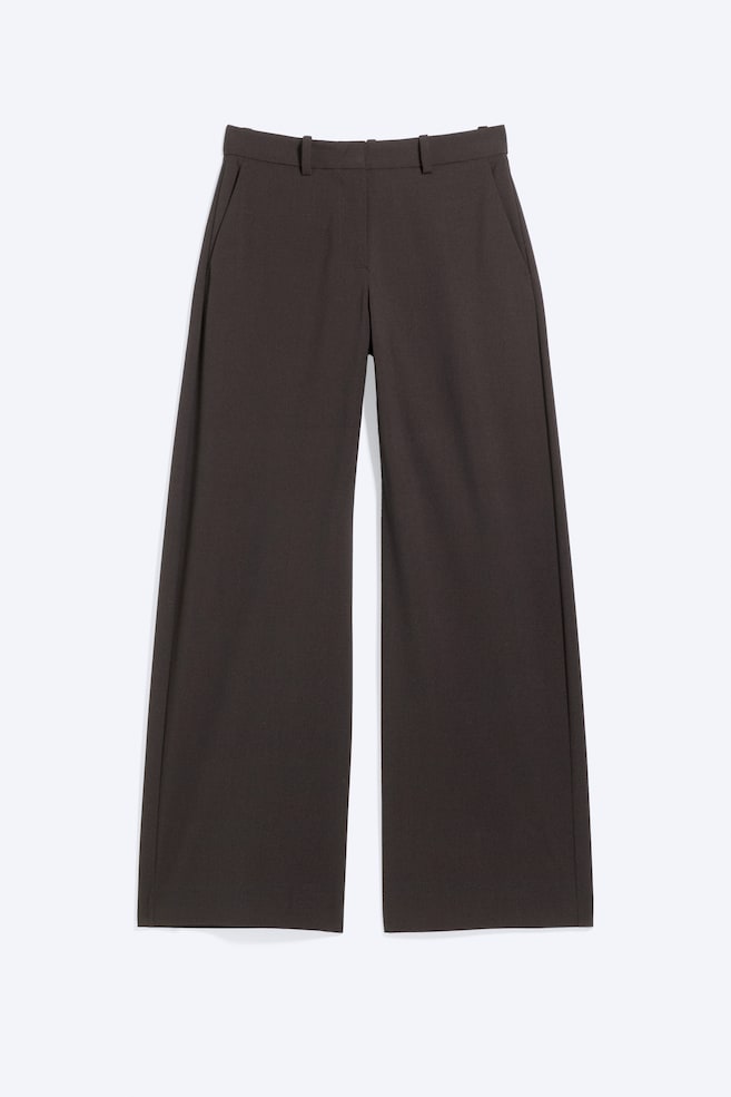 Low-Waisted Loose Fit Suit Trousers - Dark Brown/Black/Striped Grey Melange - 1