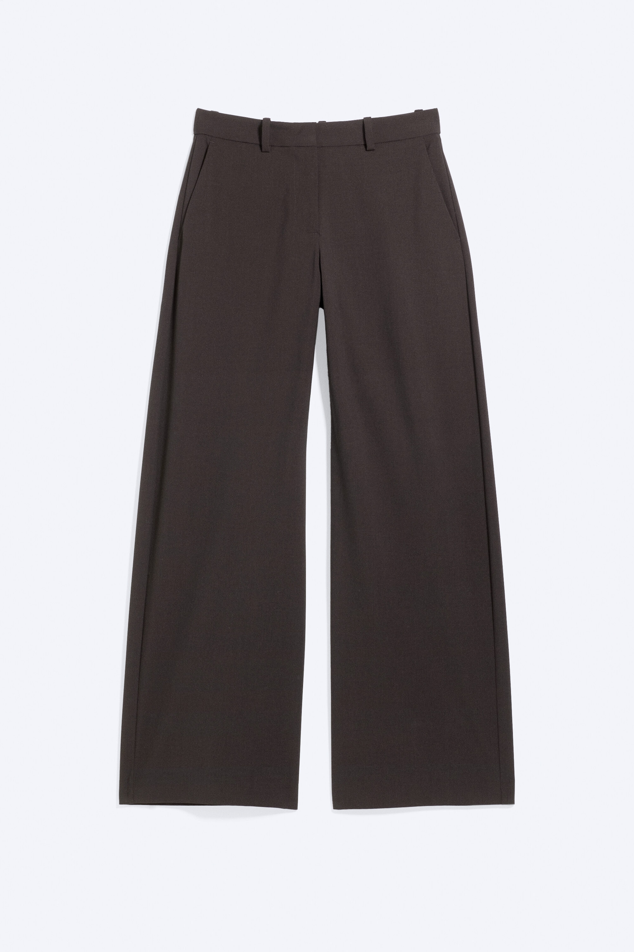 Dark Brown - Low-Waisted Loose Fit Suit Trousers - 3