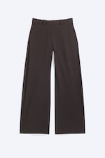 Dark Brown - Low-Waisted Loose Fit Suit Trousers - 3