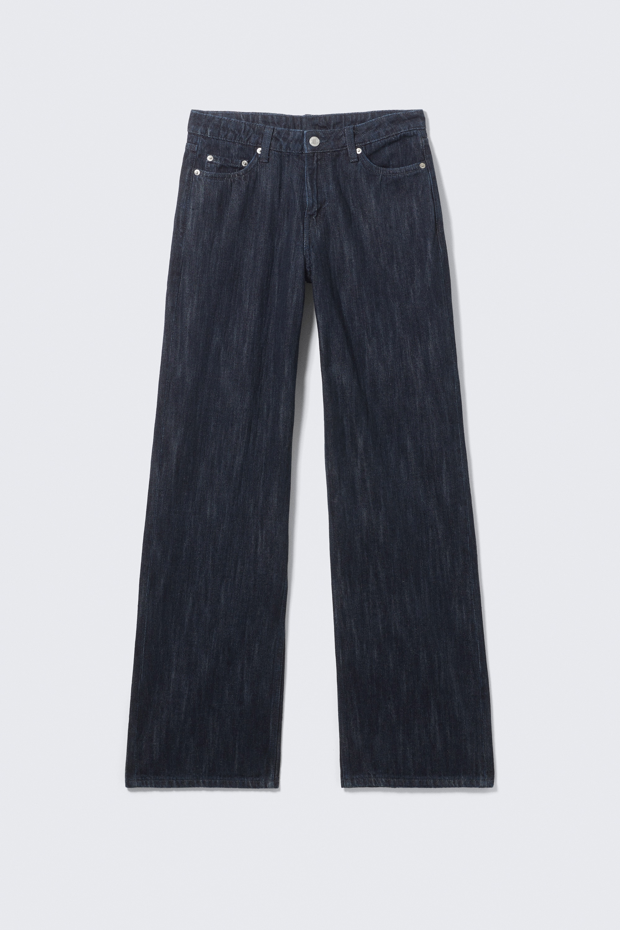 Ample Mid Rise Loose Wide Leg Jeans - Slub Rinse - tmavě modrá