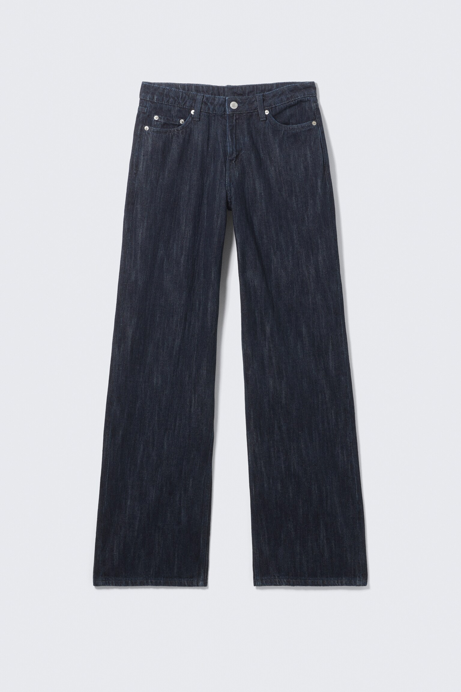 Ample Mid Rise Loose Wide Leg Jeans - Slub Rinse - Dark Blue - 2