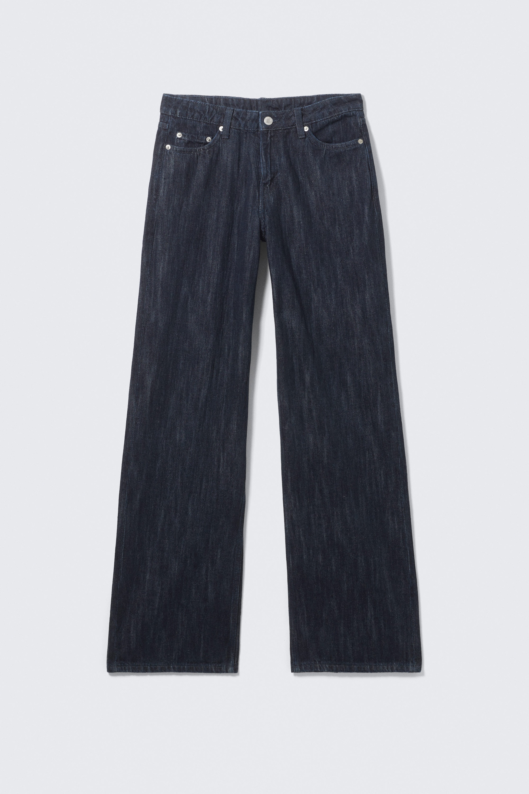 Slub Rinse - Dark Blue - Ample Mid Rise Loose Wide Leg Jeans - 5