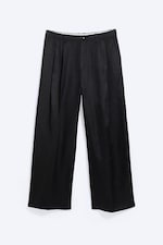 Black - Nate Baggy Linen Suit Trousers - 0