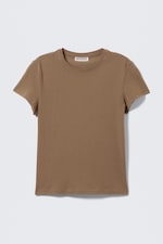 Washed Dark Beige - Slim Short-Sleeved Cotton T-shirt - 3