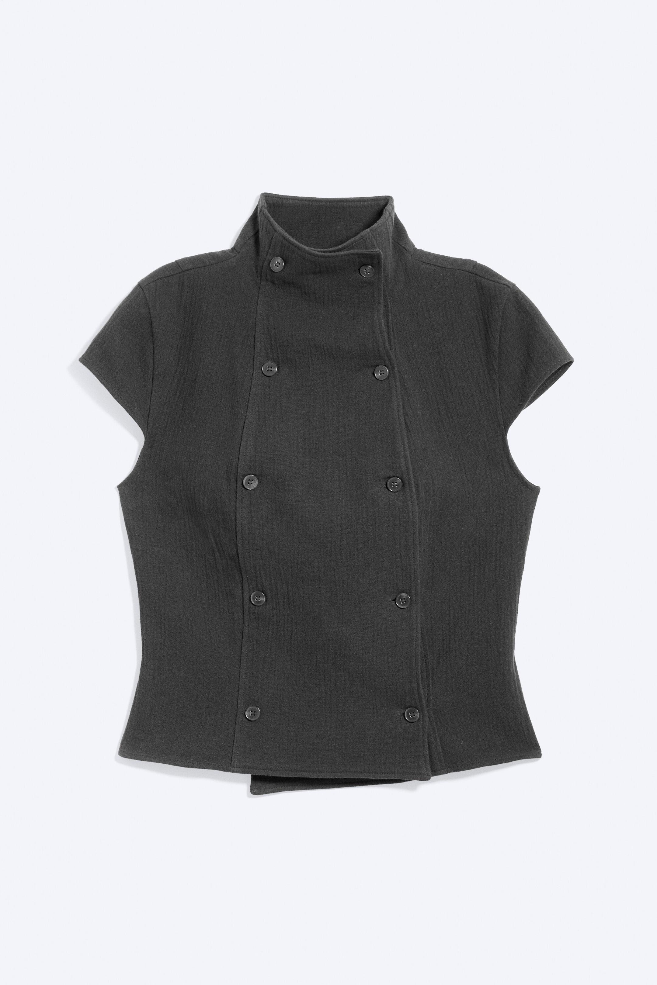 Dark Grey - Double Breasted Cotton Top - 5