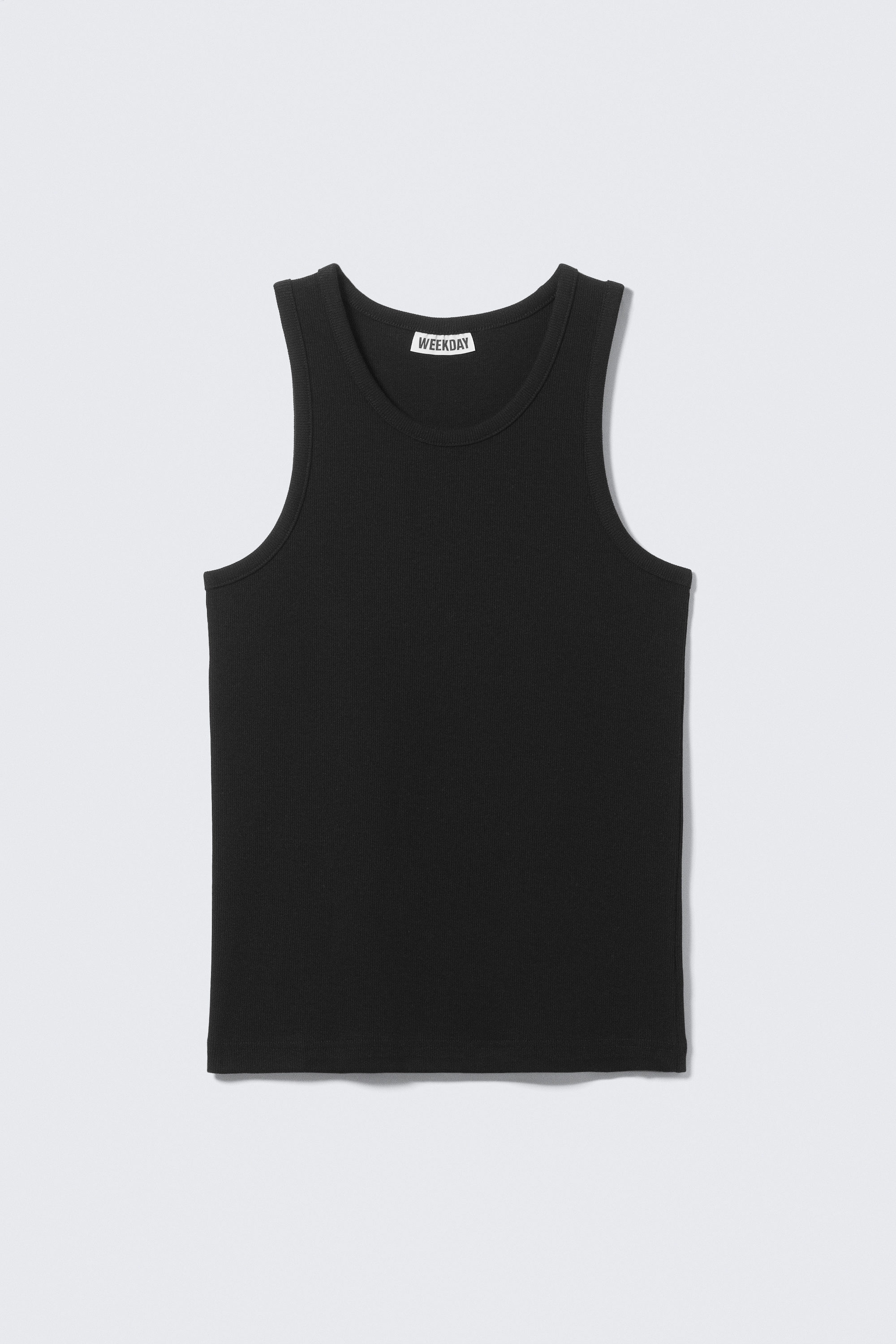 Black - Regular Fit Ribbed Tank Top - 3