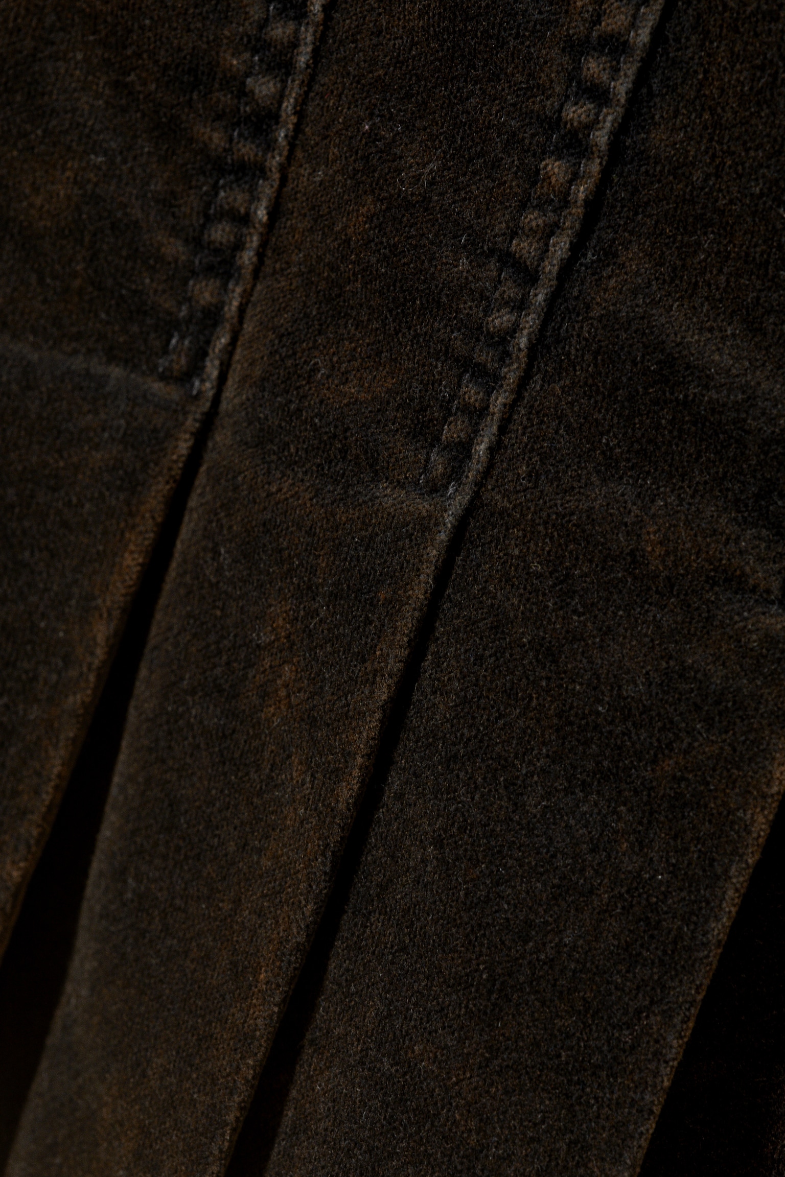 Pleated Velvet Mini Skirt - Dark Brown - 5