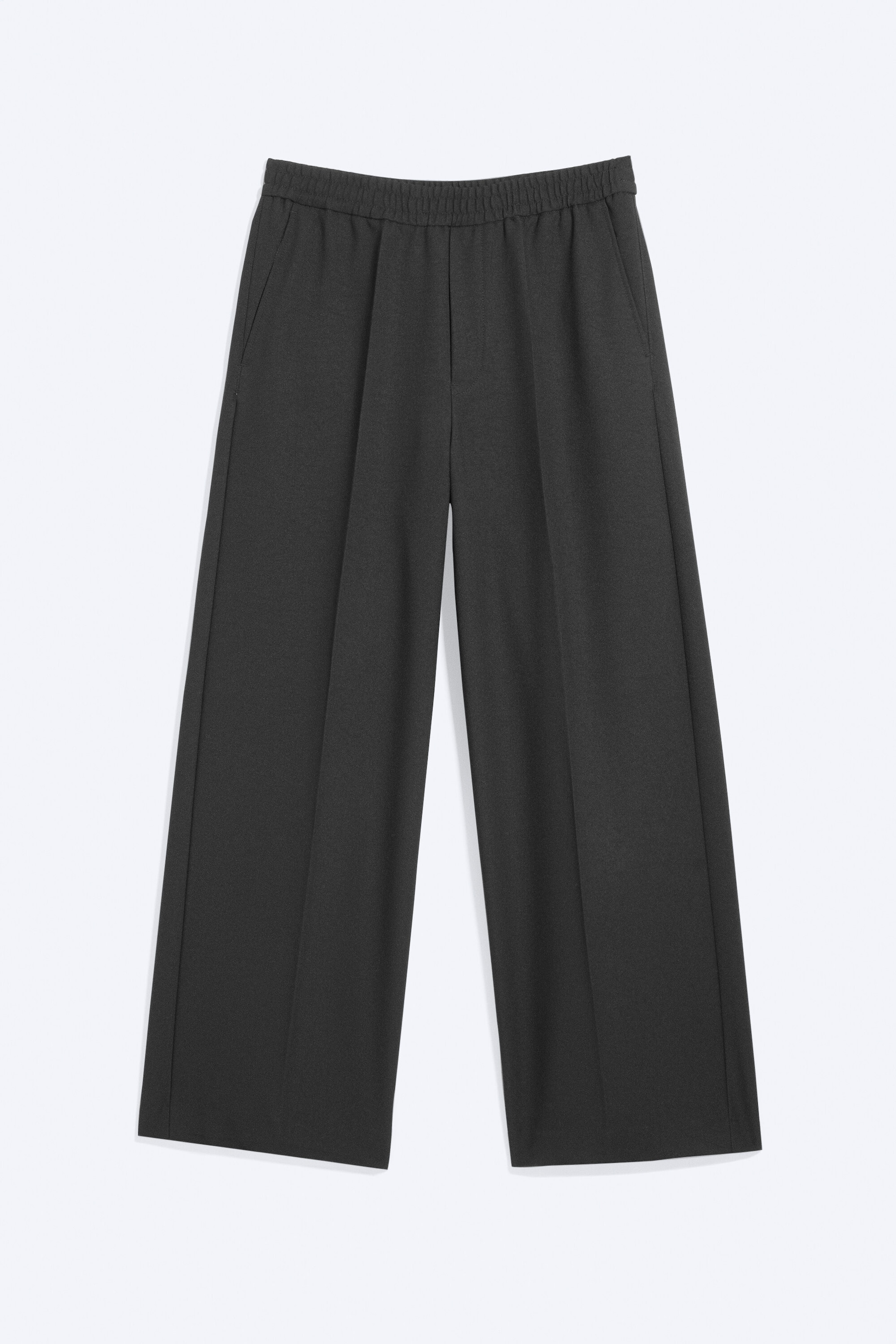 Zwart - Ruimvallende wijde pantalon met plooien - 4