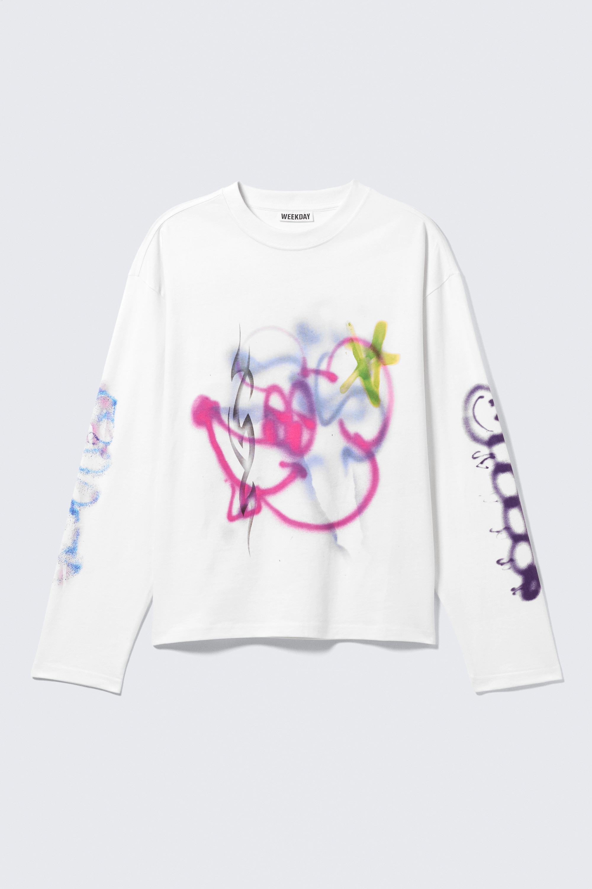 T-shirt carré graphique à manches longues Great - Blanc - Tag spray/Gris foncé - Air Flame/Blanc - Ange squelette/Gris foncé - Tristar/Blanc - Panthères en colère/Noir - Midnight Nightmare