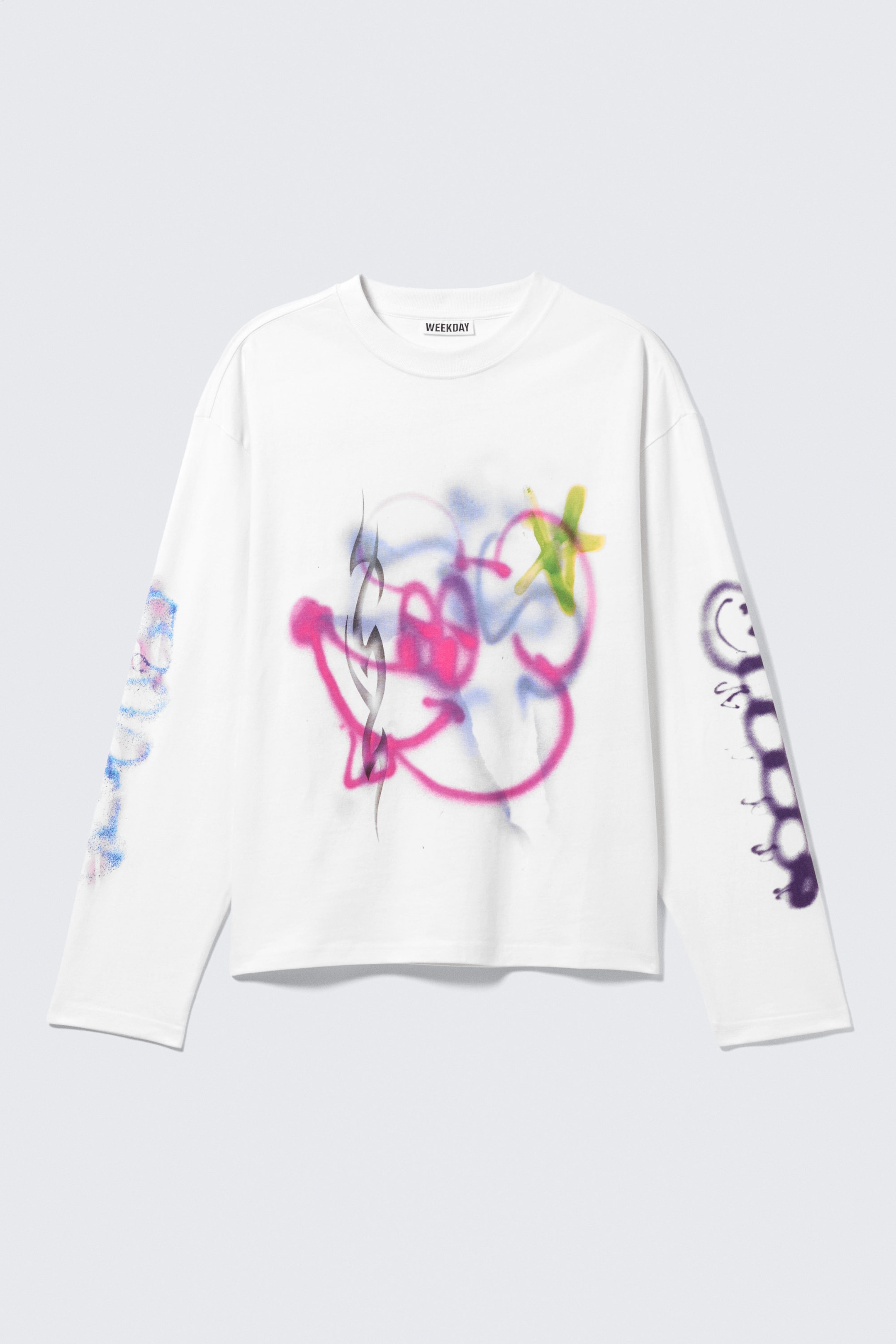 Blanc - Tag spray - T-shirt carré graphique à manches longues Great - 3
