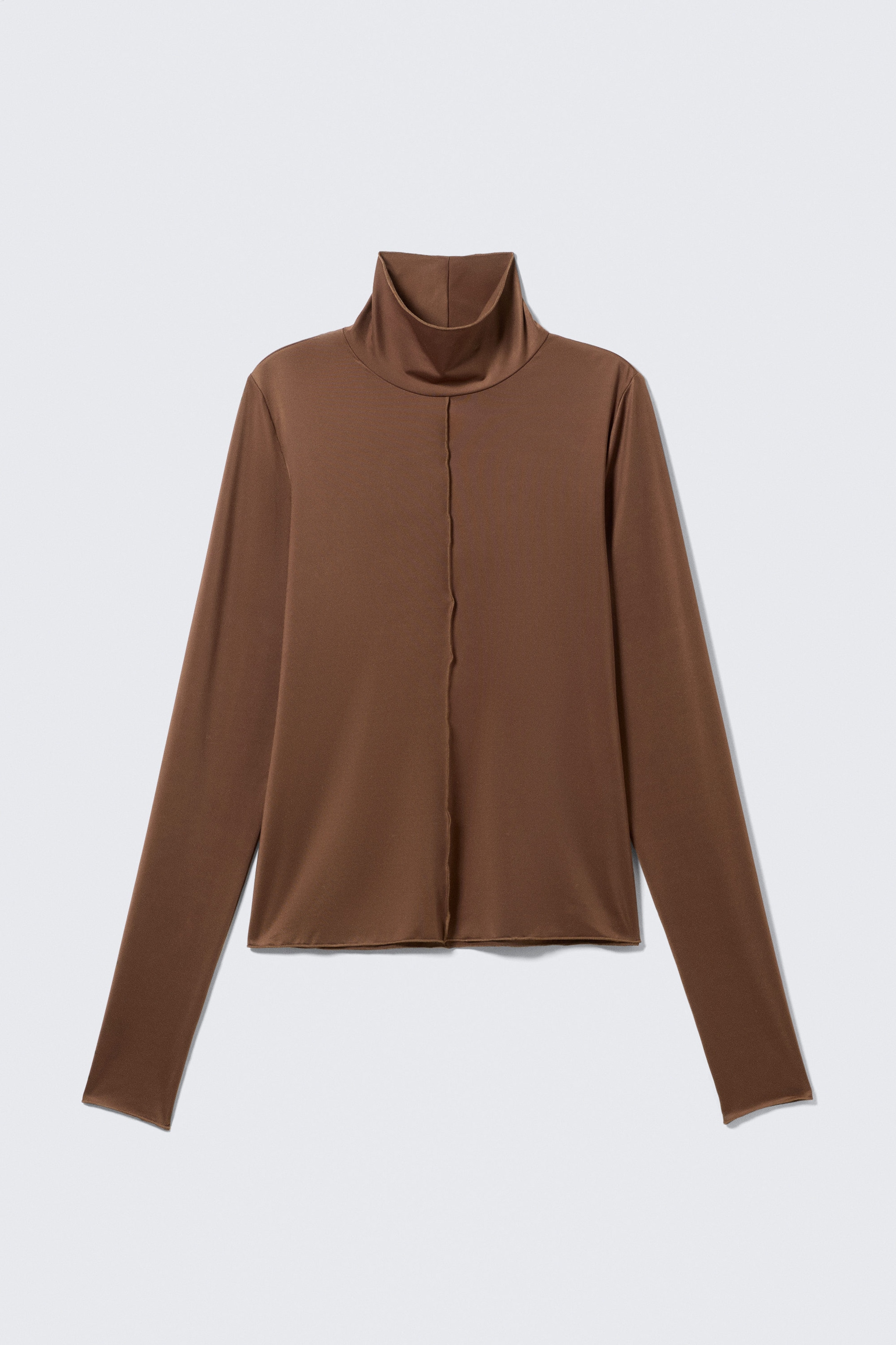Brown - Fitted Turtleneck Top - 3