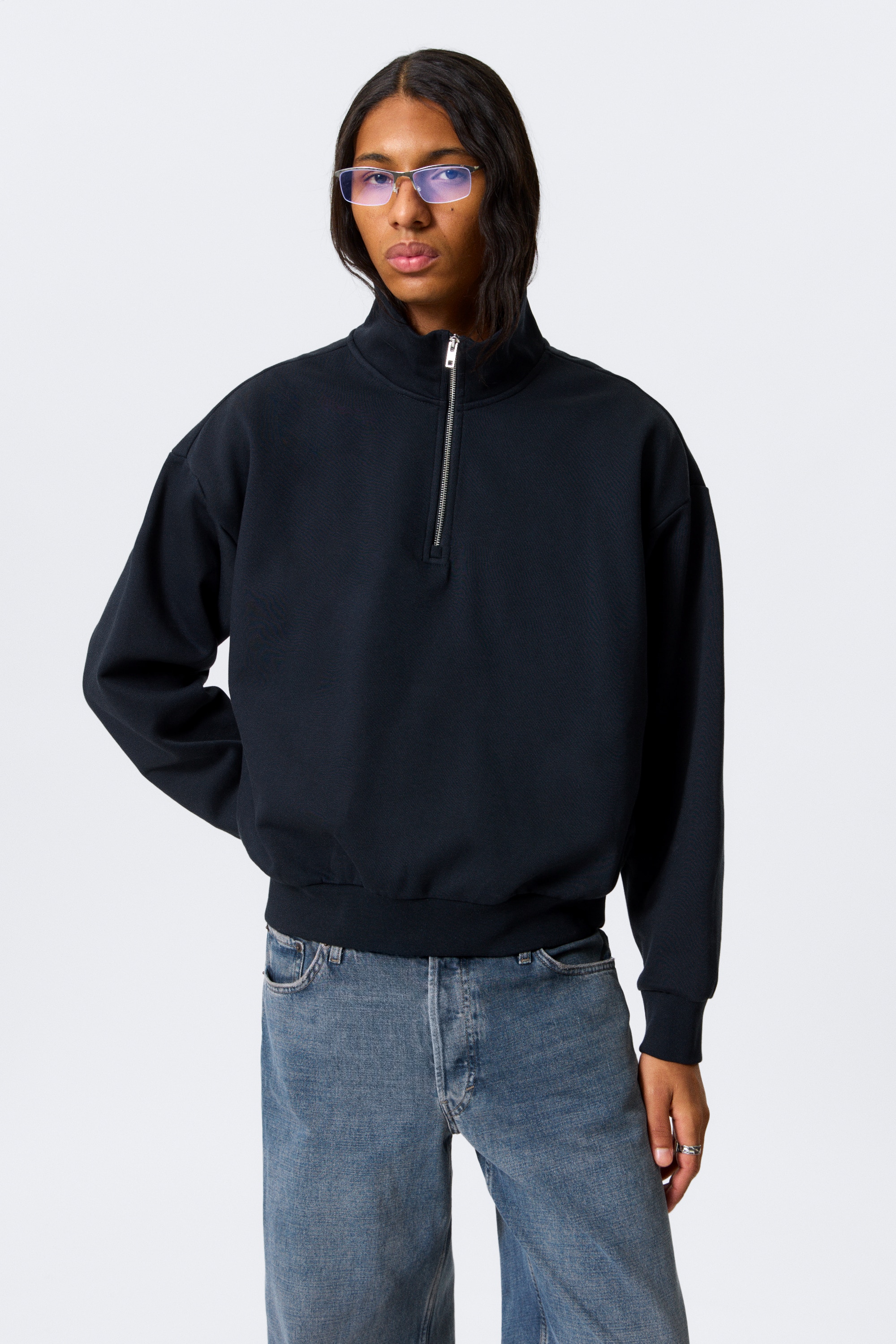 Loose Half Zip Sweatshirt - Σκούρο Ναυτικό Μπλε/Γκρι/Μαύρο/Dark Red