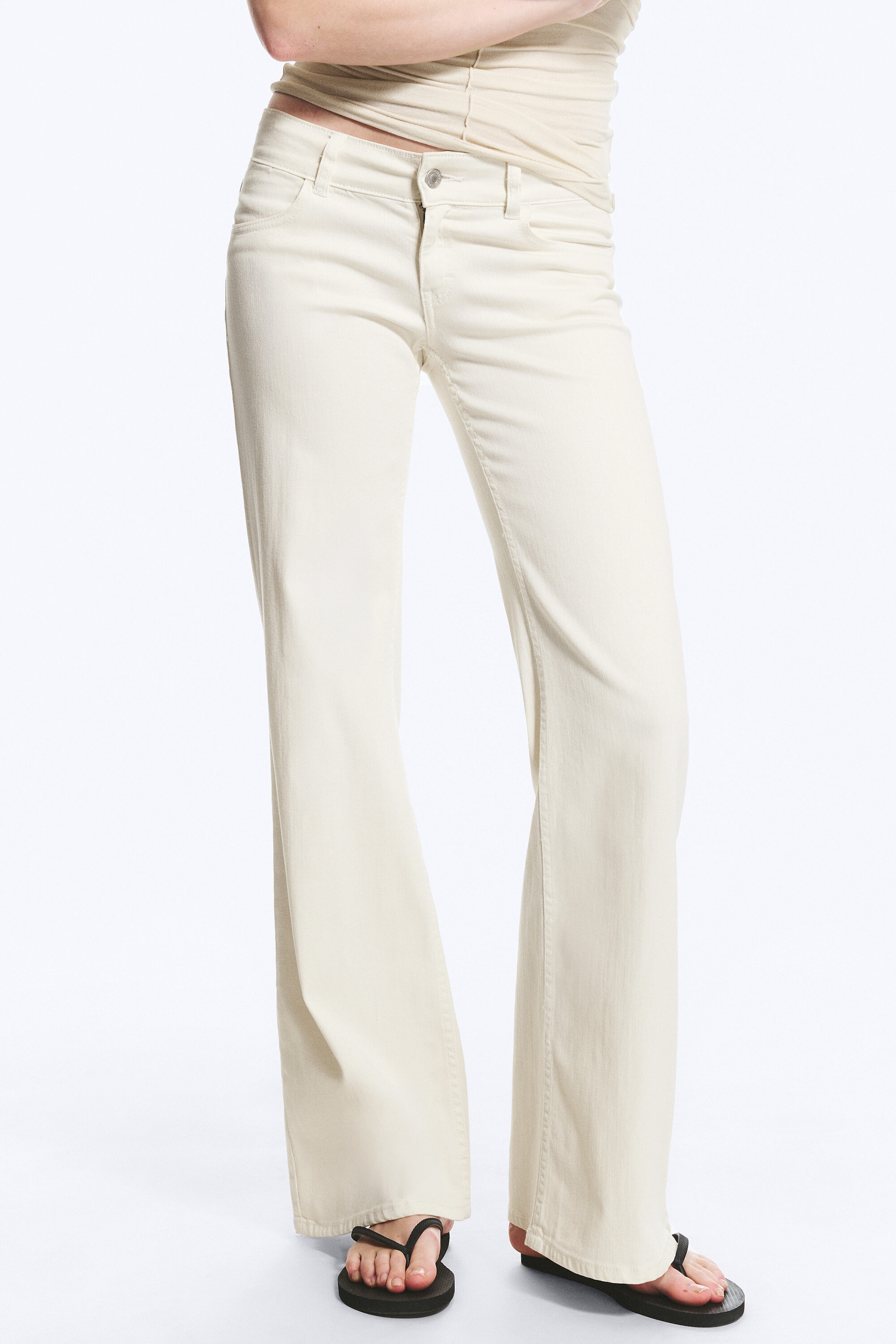 Dusty White - Stretch Bootcut Trousers - 1