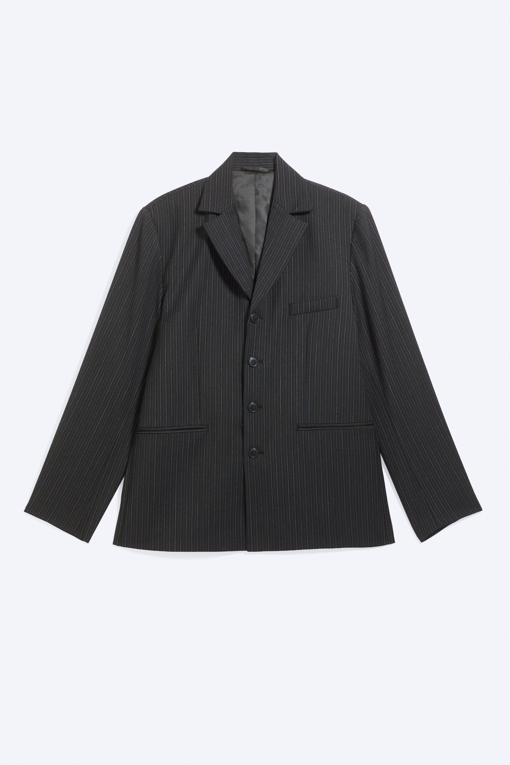 Schwarz gestreift - Einreihiger Blazer aus Wollmischung - 5
