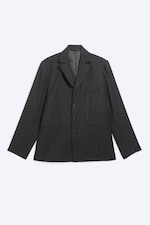Striped Black - Single-breasted wool-blend blazer - 5