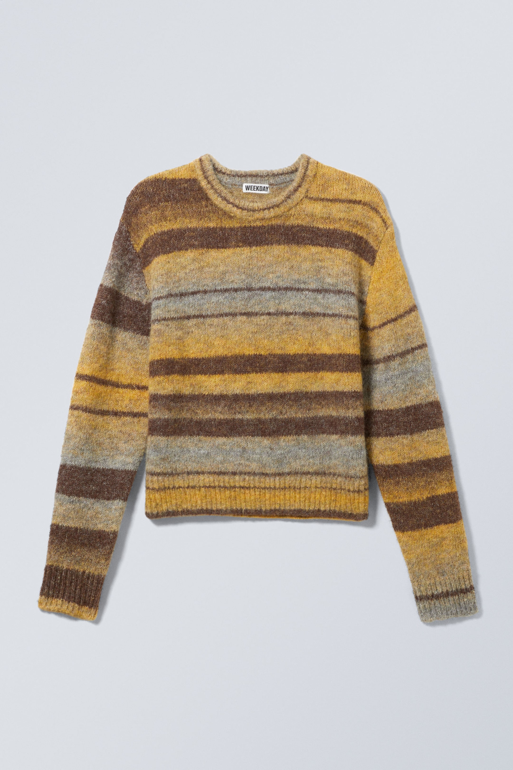 Yellow/Brown Stripe - Striped Regular Fit Sweater - 1