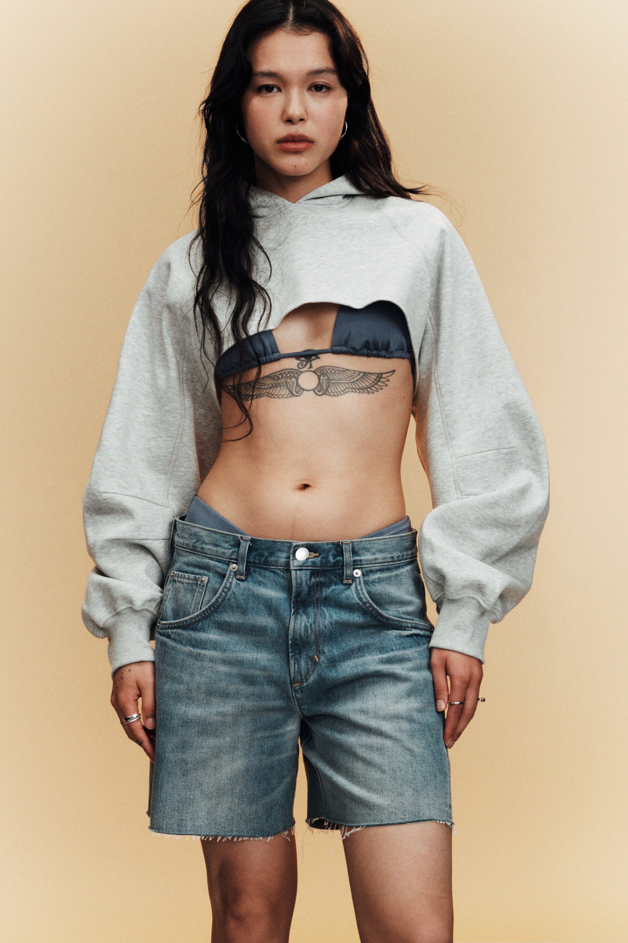 Coastal Blue - Ljusblå - Skewed Low Waist Denim Shorts - 1