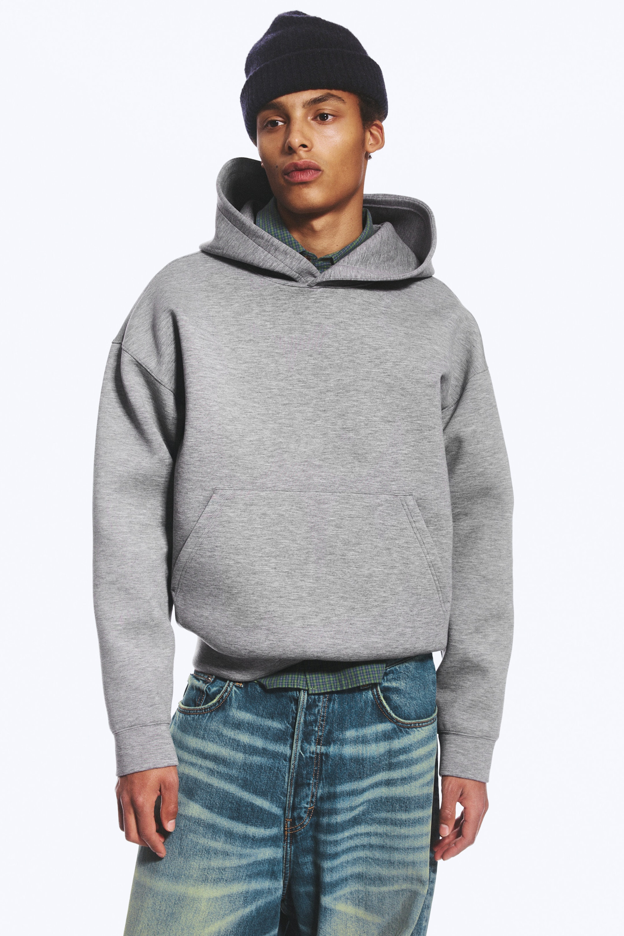Grijs gemêleerd - Simon hoodie van scubastof