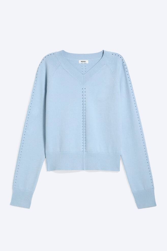 Maglione in maglia - Azzurro polvere/Beige polvere chiaro - 1
