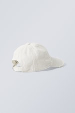 White - Essential Cotton Frayed Edge Cap - 1