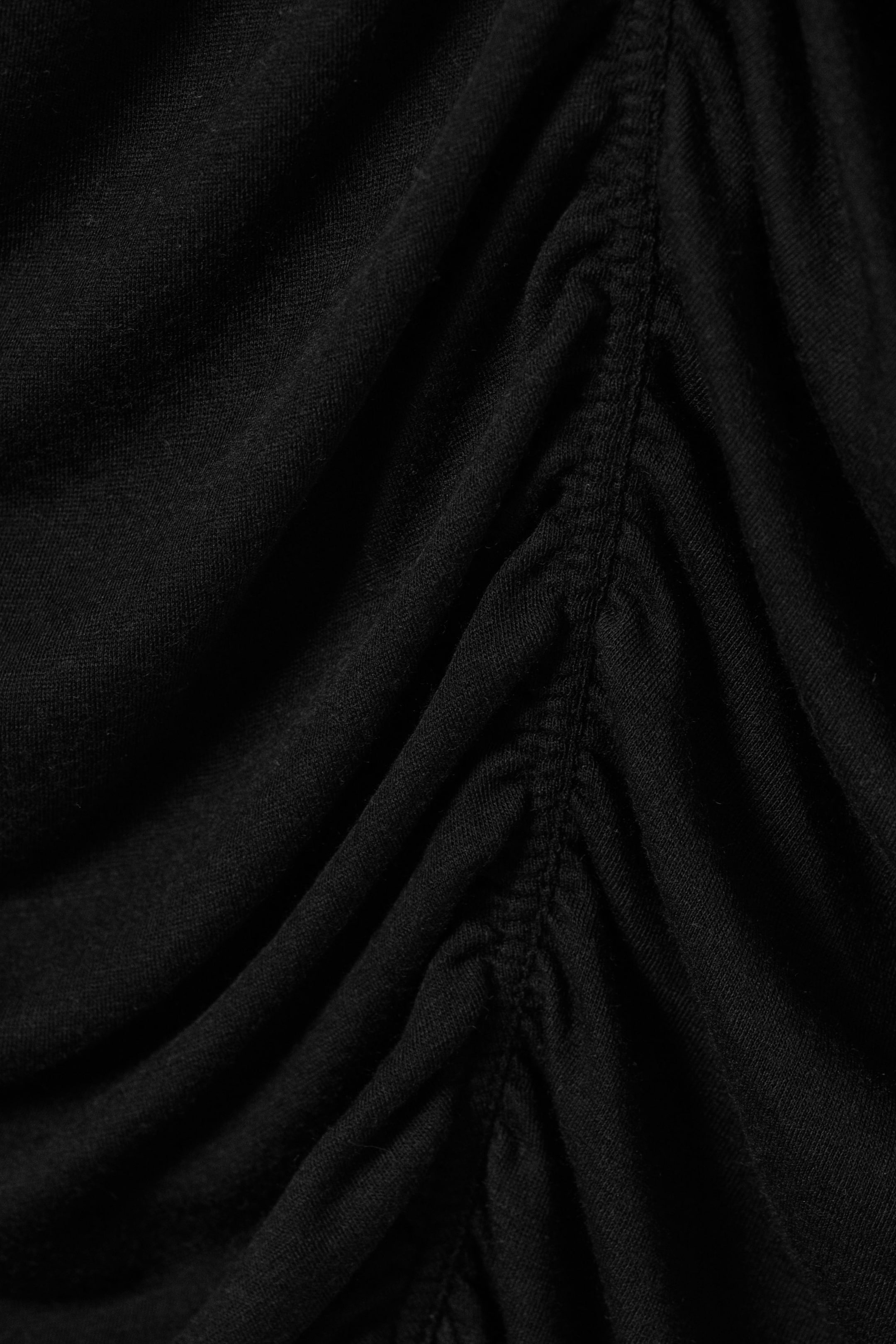 Schwarz - Gerafftes Longsleeve-Top - 4