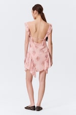 Pink - Floral - Sleeveless Square-Neck Mini Dress - 3