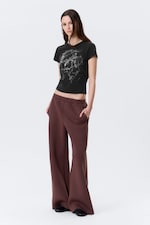 Burgundy - Relaxed Barrel Leg Scuba Sweatpants - 0