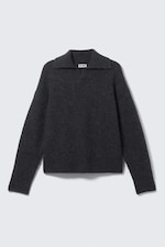 Dark Navy Blue - Knitted Wool-Blend Polo Sweater - 4