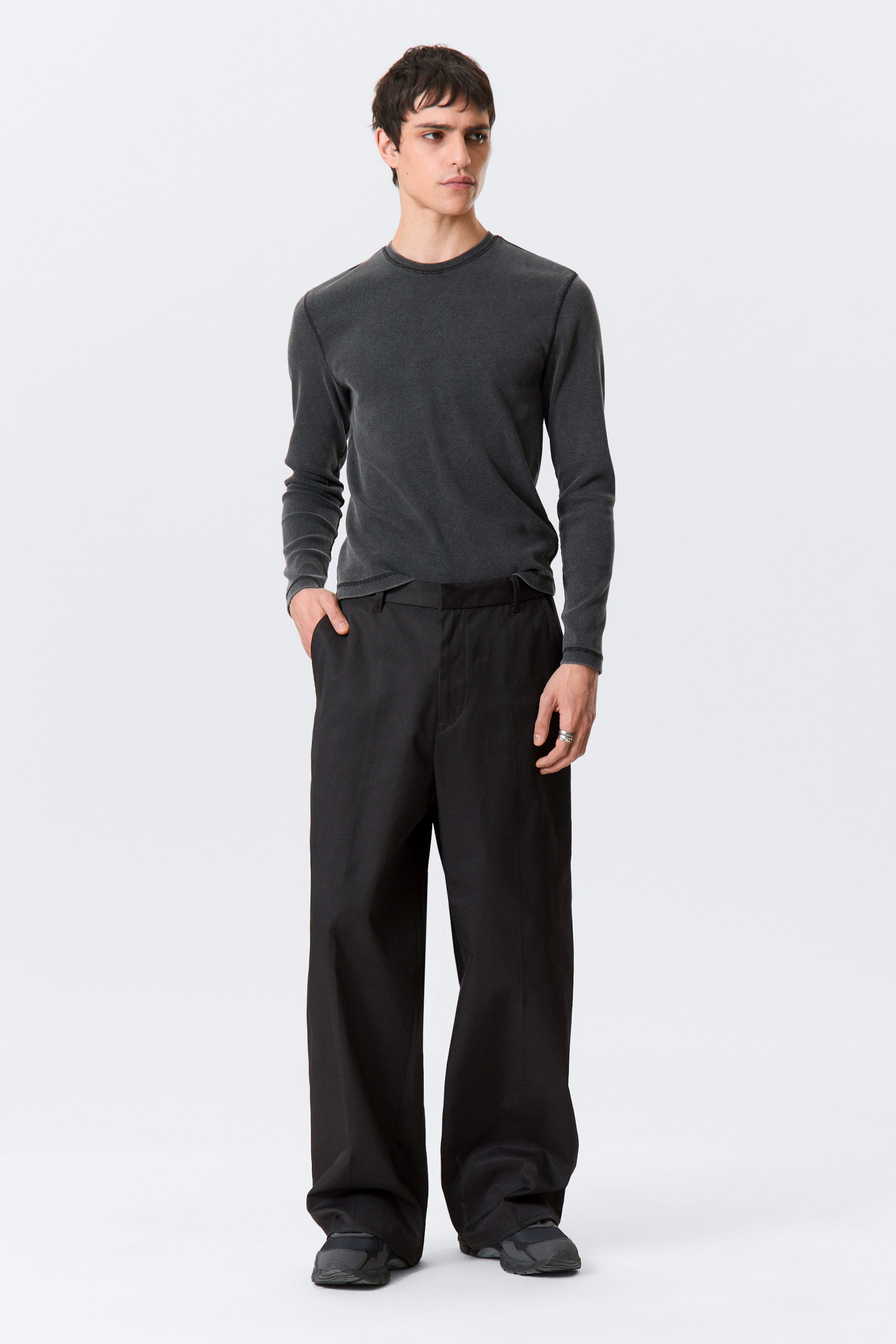 Black - Emil Oversized Chino Trousers - 1