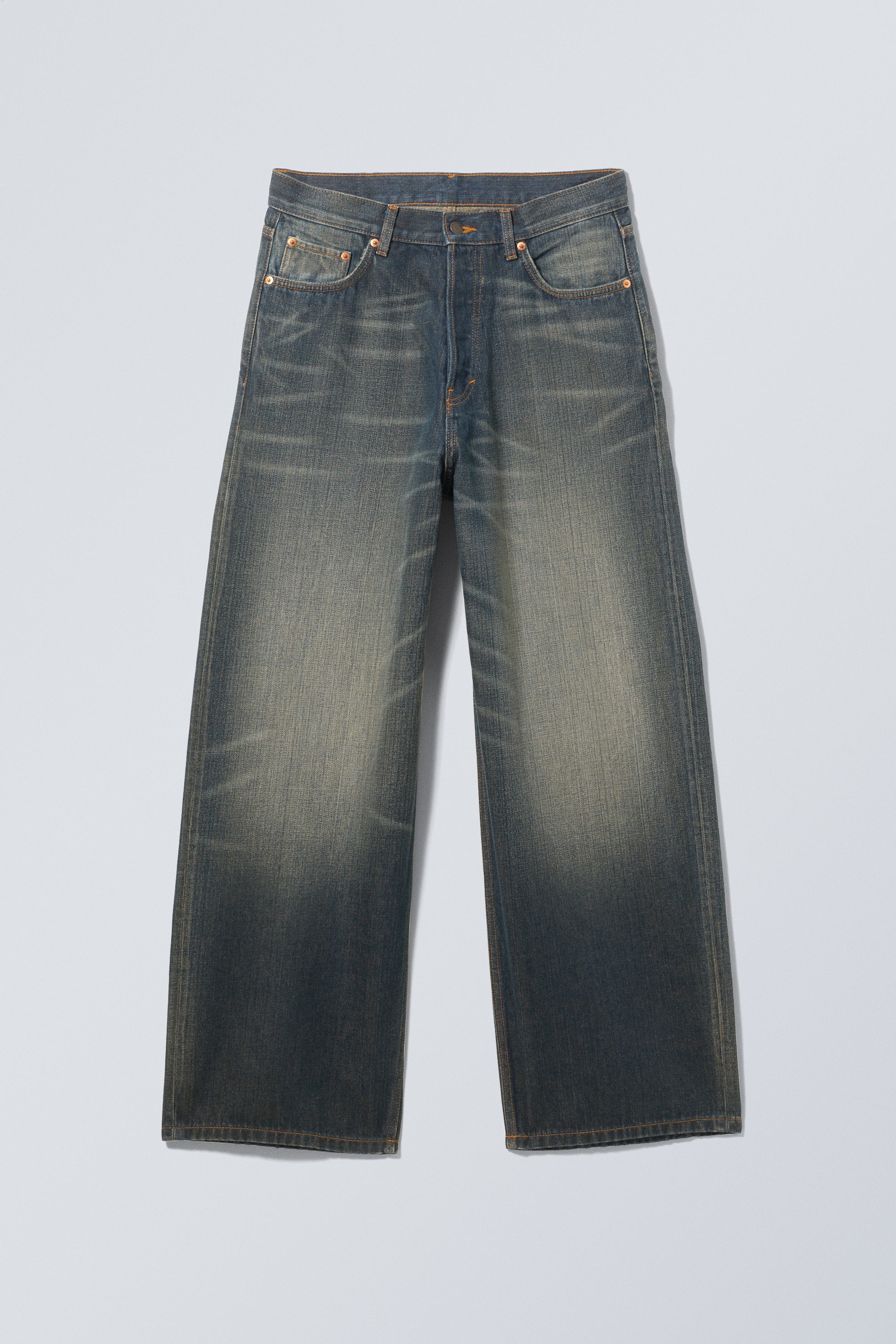 Bleu marais - Jean baggy ample taille mi-haute unisexe Astro - 1