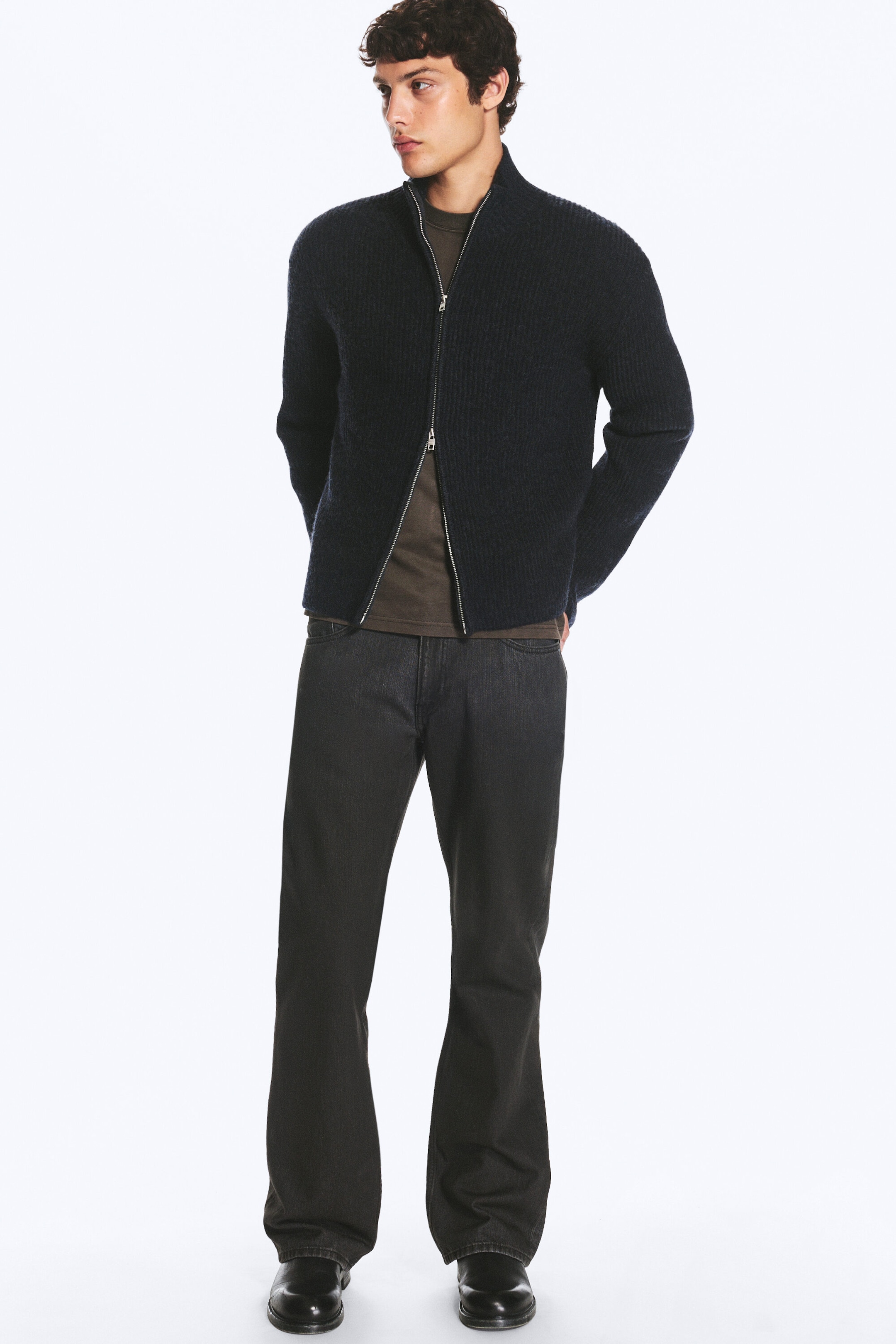 Dark Blue - Relaxed wool-blend cardigan - 2