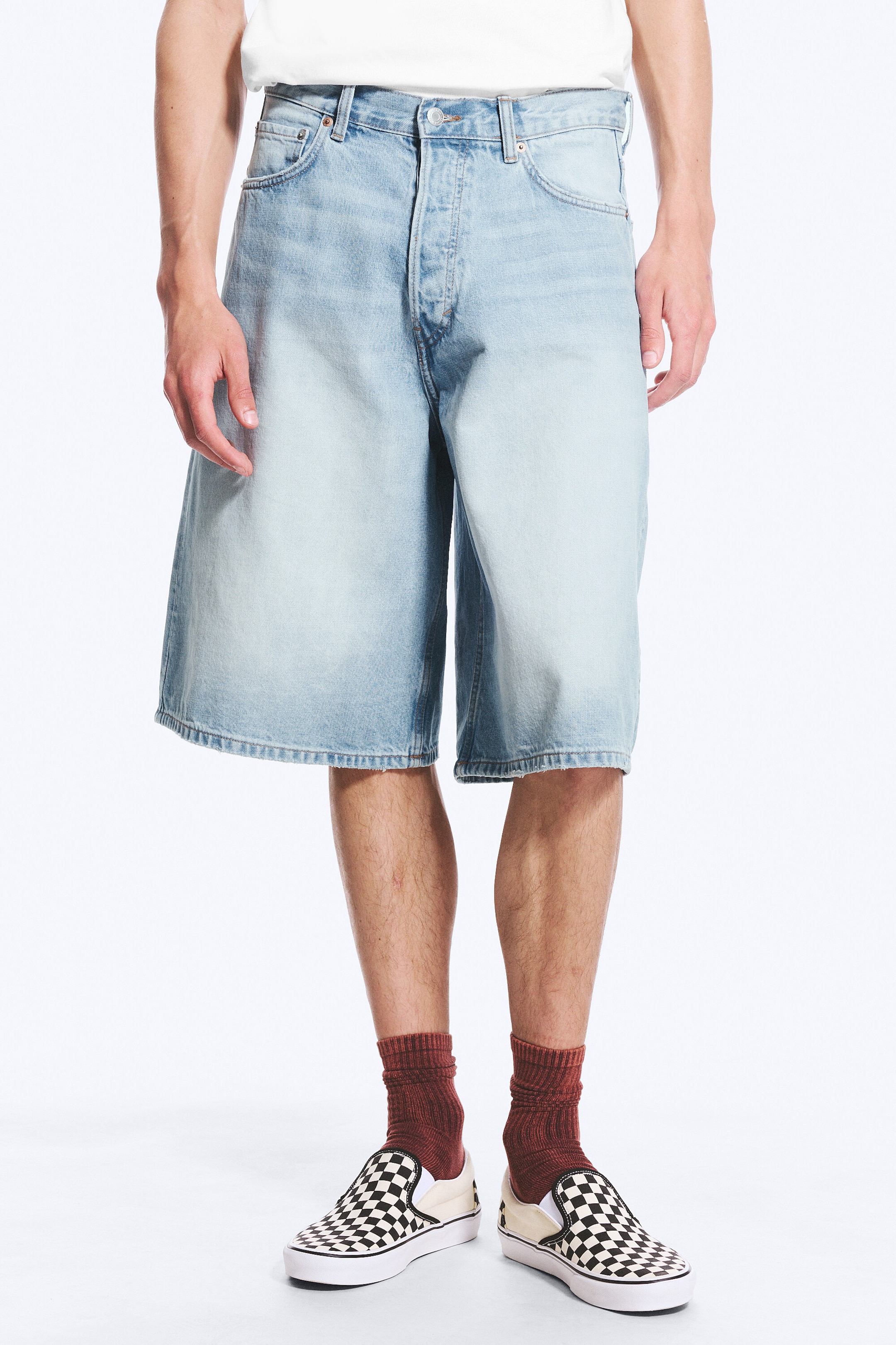 Kimberley Blue - Light Blue - Astro Mid Rise Loose Baggy Denim Shorts - 3