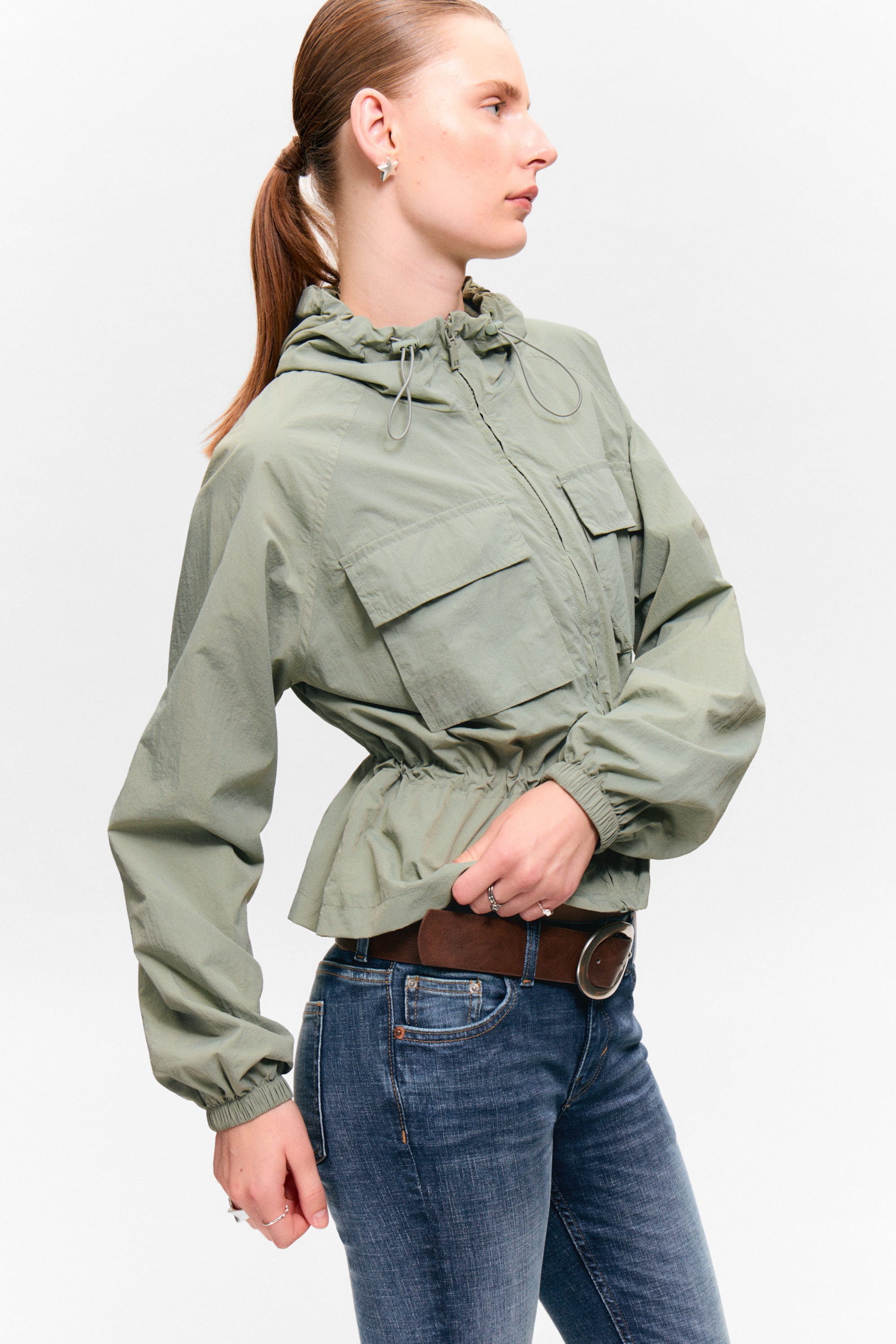 Dusty Khaki Green - Windbreaker Nylon Jacket - 2