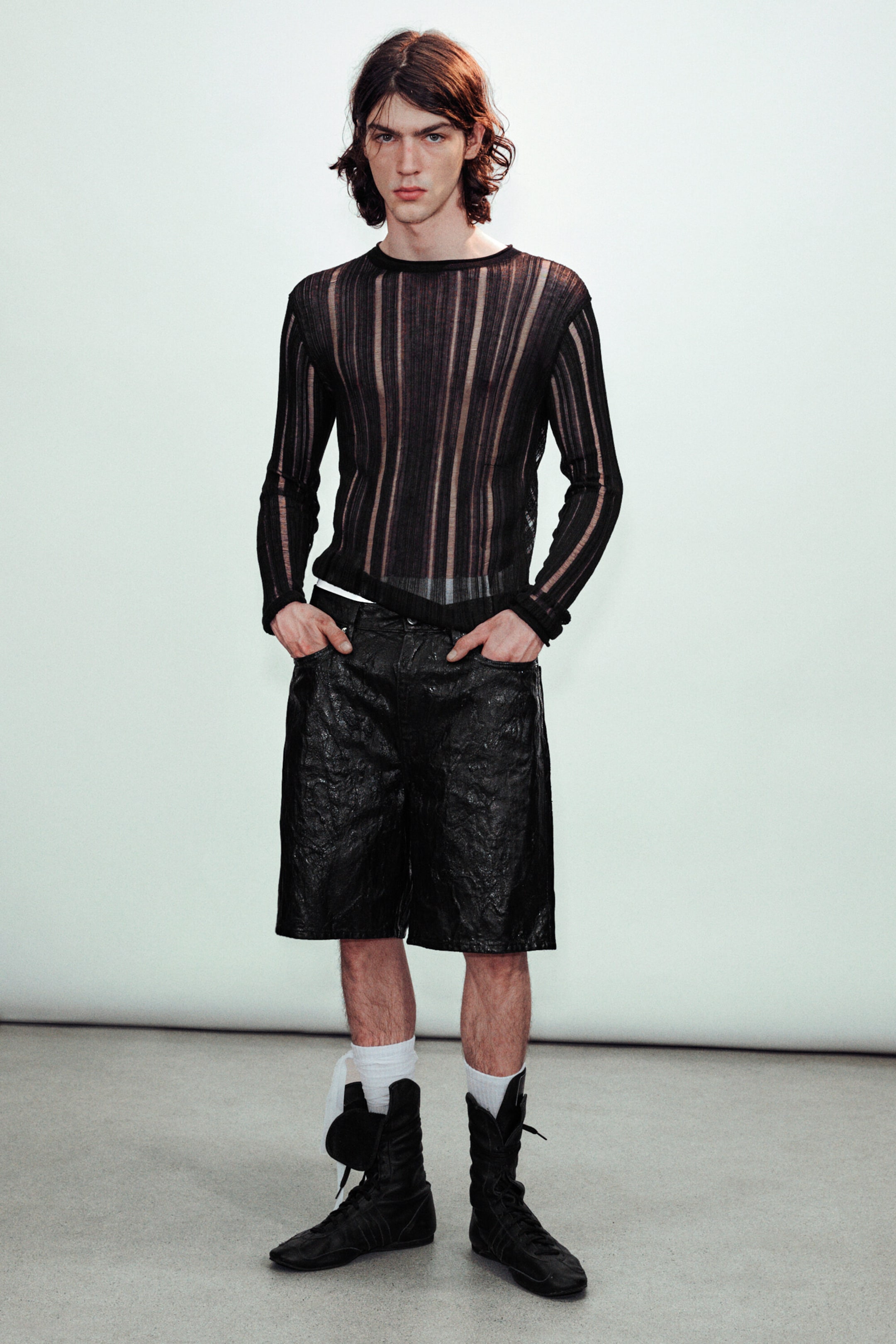 Black - Slim Tear-Knit Long-Sleeved T-shirt - 2