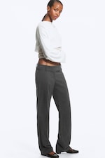 Dark Grey Melange - Low-Rise Straight Suiting Trousers - 2