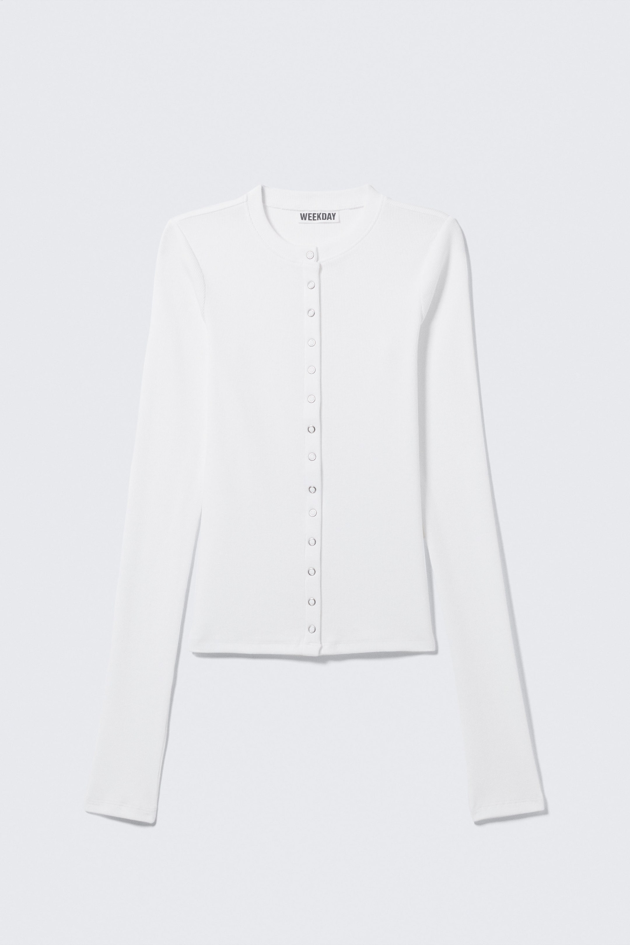 Weiß - Ribbed Long-Sleeved Cardigan - 3