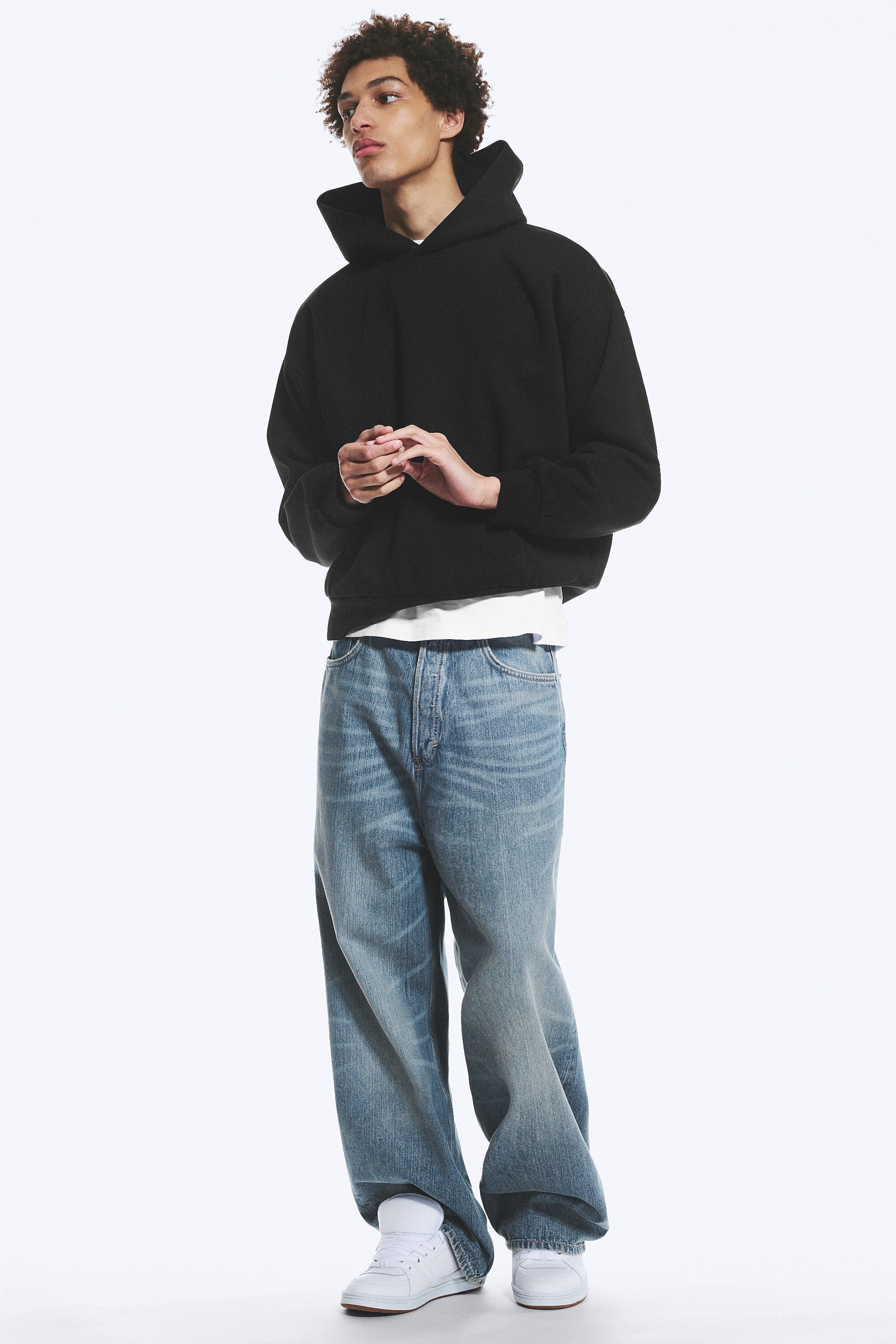 Black - Loose Fit Hoodie - 2