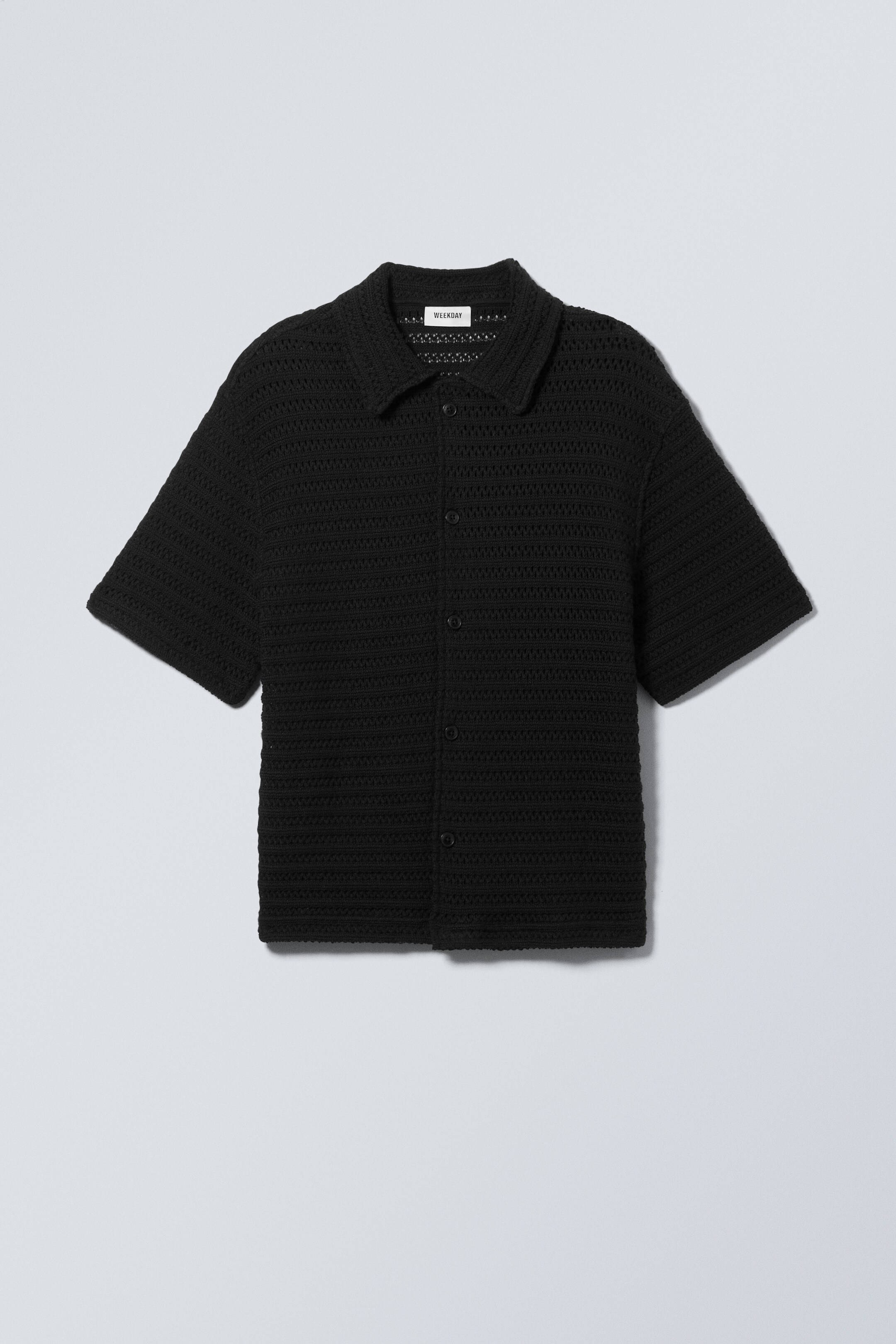View larger image: Boxy Crochet Short Sleeve Shirt - Black - Men | H&M GB 1