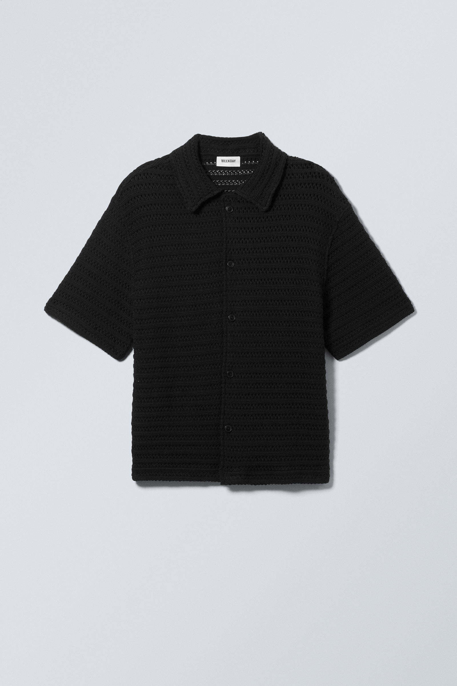 boxy crochet short sleeve shirt - Black | Weekday WW