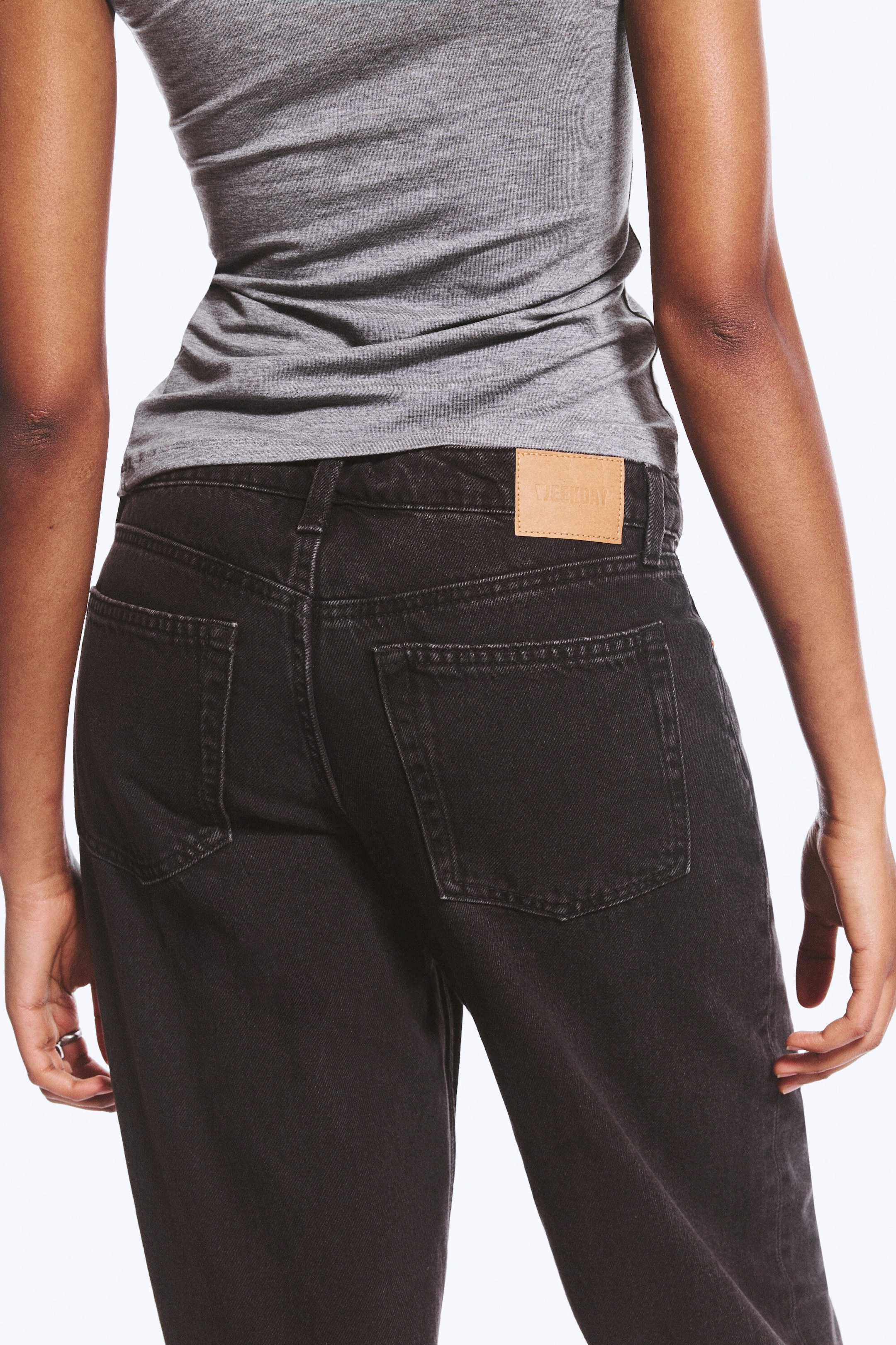 Ink Black - Black - Ample Low Rise Loose Wide Jeans - 2
