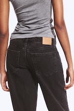 Ink Black - Black - Ample Low Rise Loose Wide Jeans - 2