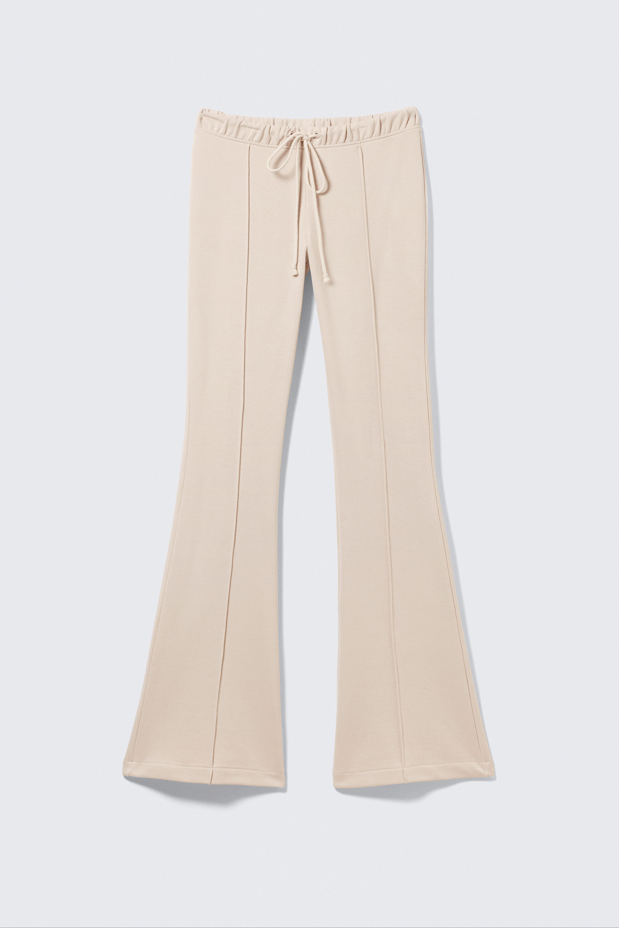 Light Beige - Mid Rise Pintuck Flared Sweatpants - 3